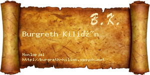 Burgreth Kilián névjegykártya